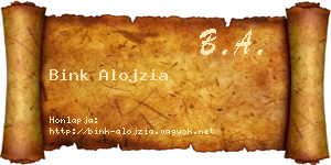 Bink Alojzia névjegykártya